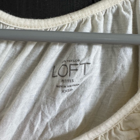 LOFT Cream Smocked Flutter Sleeve Blouse - Picture 3 of 3